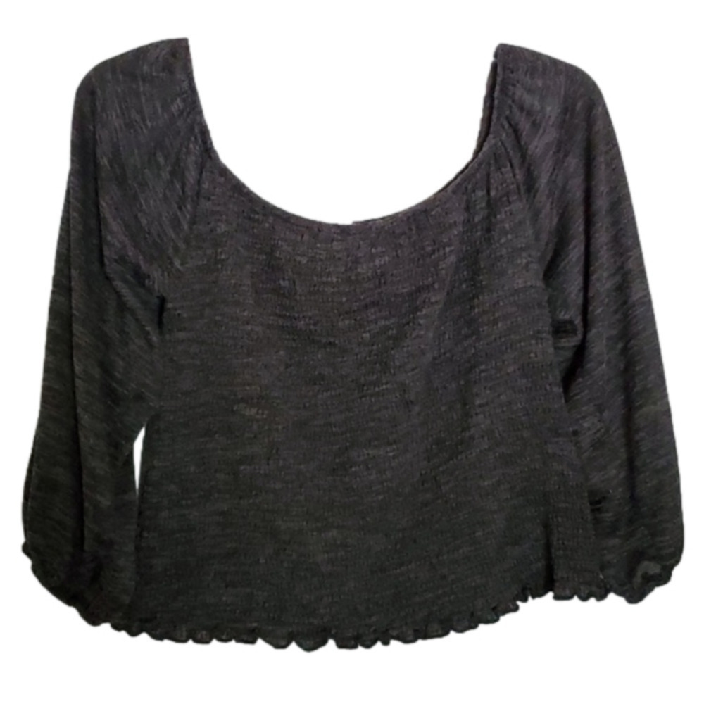 Me & U Black & Grey Elastic Body Crop Top Size 1X
